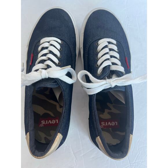Levi's Women’s Denim Low Top Comfort Blue/White Lace Up Sneaker Shoes Sz 8 - Picture 4 of 11